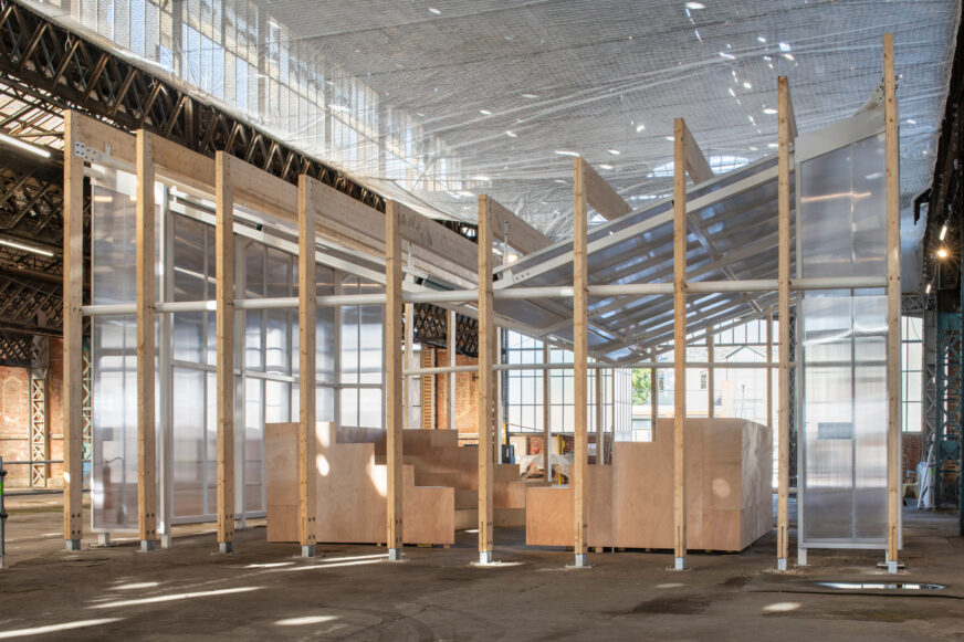 Vue de la Biennale d'art et d'architecture, 2022 Sophie Berthelier - Véronique Descharrières, Le lieu des savoirs, 2022 © Martin Argyroglo